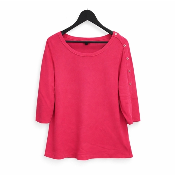 Talbots Tops - Talbots Pink Textured Knit Top With Button Detail Left Sleeve Sz 2X
